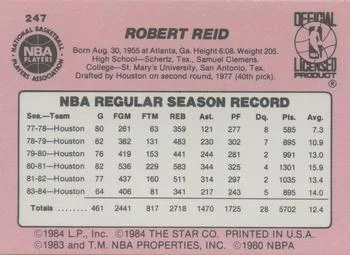 1984-85 Star Robert Reid #247 card back image