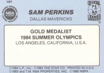 1984-85 Star Sam Perkins OLY #197 card back image