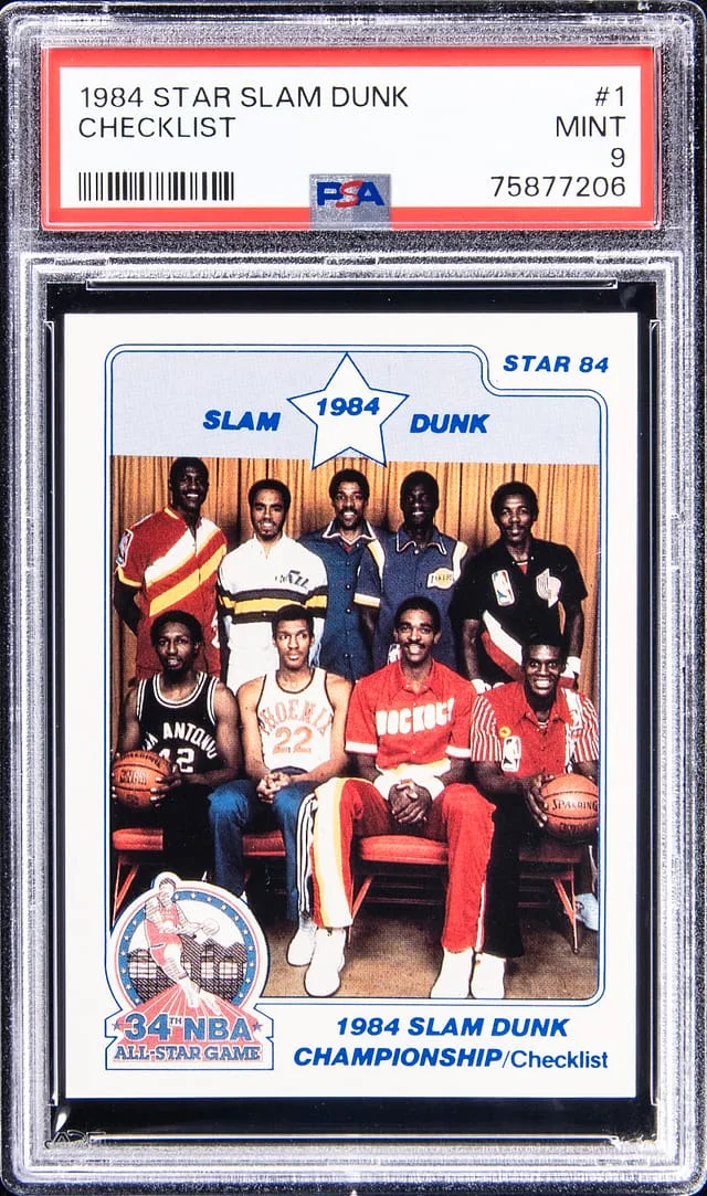 1984-85 Star Slam Dunk Checklist #1 card image