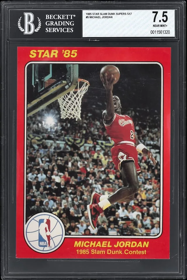 1984-85 Star Slam Dunk Supers 5 x 7 Michael Jordan #5 card image