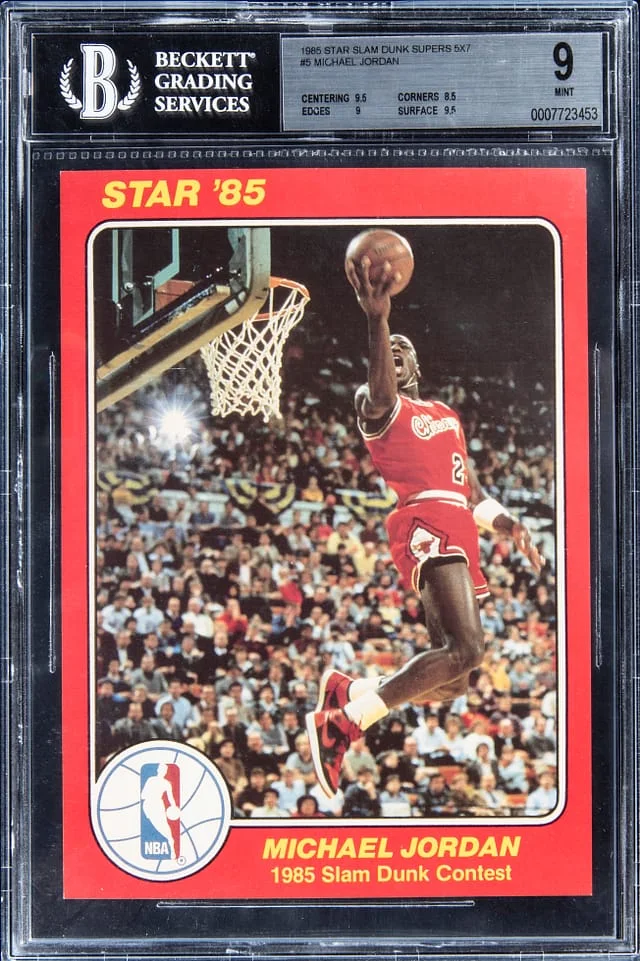 1984-85 Star Slam Dunk Supers 5x7 Michael Jordan #5 card image