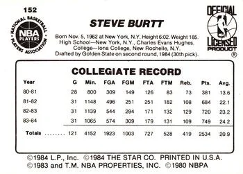 1984-85 Star Steve Burtt #152 card back image