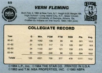 1984-85 Star Vern Fleming #55 card back image