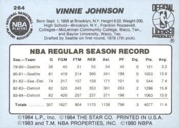 1984-85 Star Vinnie Johnson #264 card back image