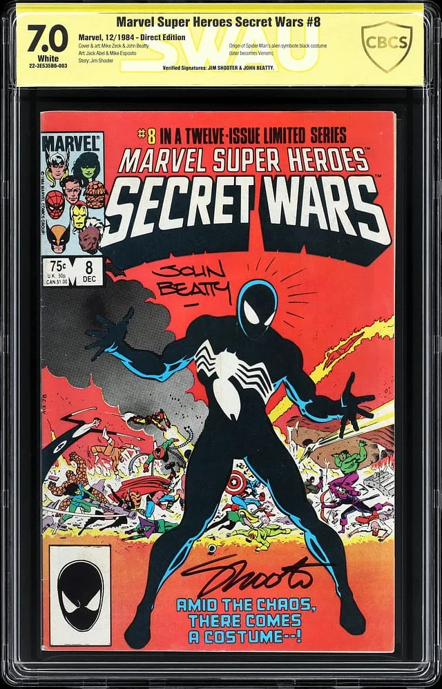 1984 Marvel) - CBCS Signed by Jim Shooter, John Beatty, Origin of the Alien Symbiote That Eventually Becomes Venom #7.0 card image