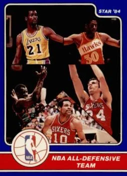 1984 Star Awards Banquet Michael Cooper / Tree Rollins / Sidney Moncrief / Maurice Cheeks / Bobby Jones NBA All-Defensive Team #22 card image