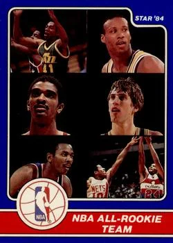 1984 Star Awards Banquet Ralph Sampson / Steve Stipanovich / Byron Scott / Jeff Malone / Thurl Bailey / Darrell Walker NBA All-Rookie Team #23 card image