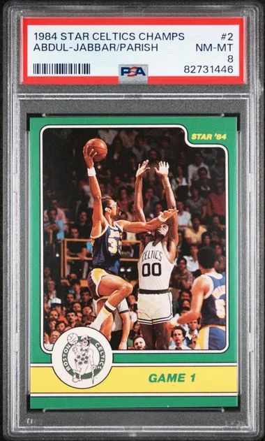 1984 Star Celtics Champions Kareem Abdul-Jabbar/Robert Parish #2 card image