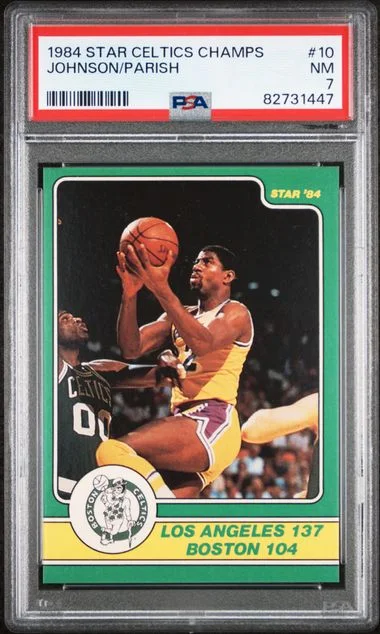 1984 Star Celtics Champions Magic Johnson/Robert Parish #10 card image