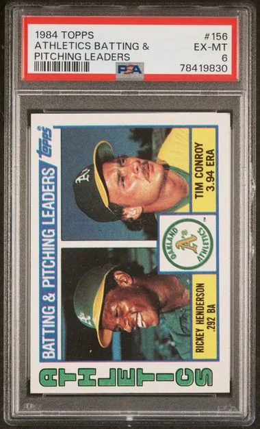 1984 Topps Athletics Batting & Pitching Leaders #156 card image