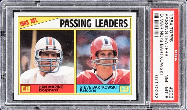 1984 Topps Dan Marino, Steve Bartkowski Passing Leaders #202 card image