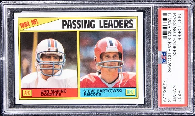 1984 Topps Dan Marino/Steve Bartkowski Passing Leaders #202 card image