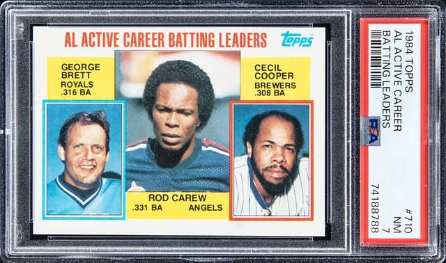 1984 Topps George Brett, Rod Carew, Cecil Cooper AL Active Career #710 card image