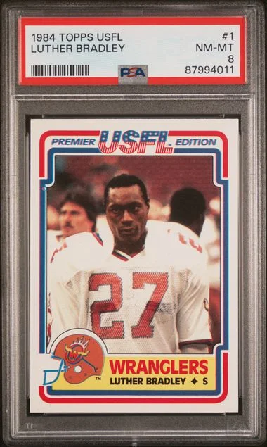 1984 Topps Luther Bradley USFL #1 card image