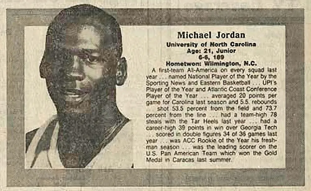 1984 Wichita Eagle-Beacon Clip & Save Michael Jordan #NNO card image