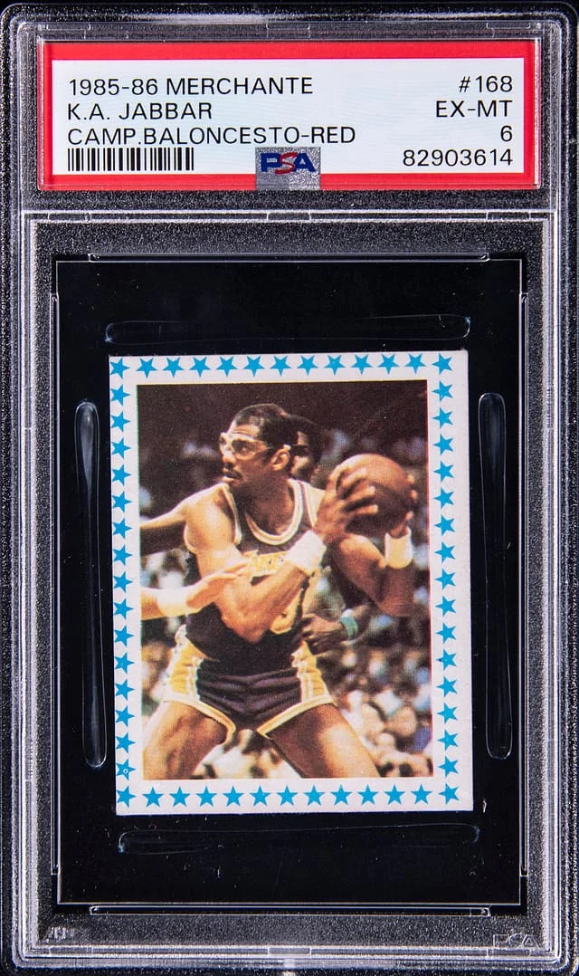 1985-86 Merchante Campeones Baloncesto Liga Kareem Abdul-Jabbar, Red Back #168 card image