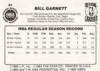 1985-86 Star Bill Garnett #84 card back image
