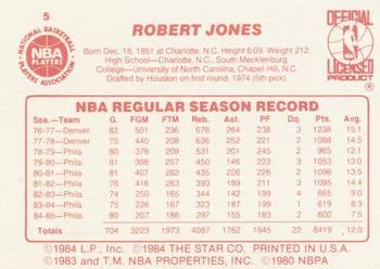 1985-86 Star Bobby Jones #5 card back image