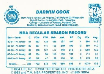 1985-86 Star Darwin Cook #60 card back image