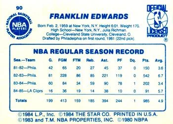 1985-86 Star Franklin Edwards #90 card back image