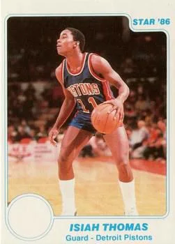 1985-86 Star Isiah Thomas UERUER: No team logo on front #10 card image