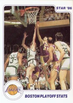 1985-86 Star Lakers Champs Boston Playoff Stats #15 card image