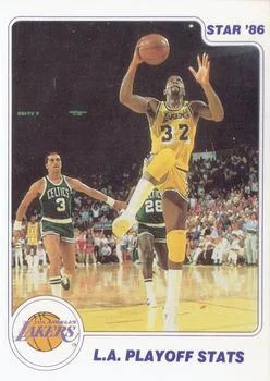 1985-86 Star Lakers Champs L.A. Playoff Stats #14 card image