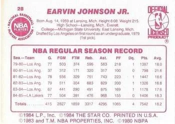 1985-86 Star Magic Johnson SP #28 card back image