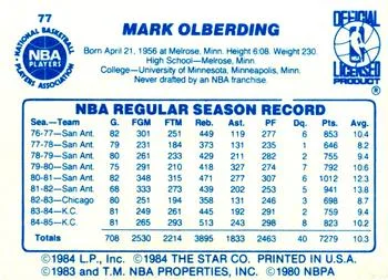 1985-86 Star Mark Olberding #77 card back image