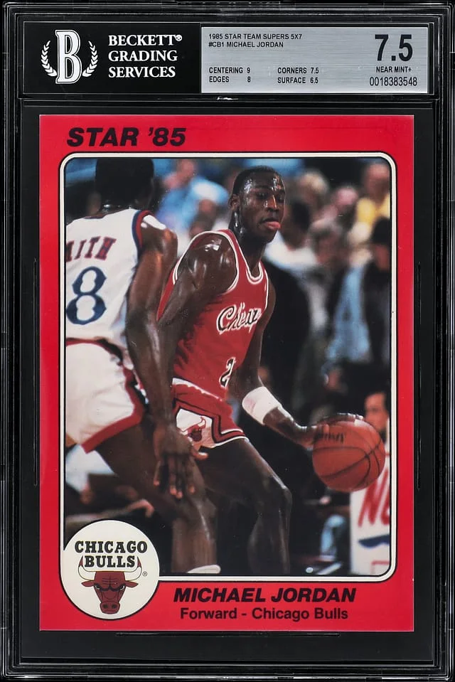 1985-86 Star Team Supers 5 x 7 Michael Jordan #1 card image