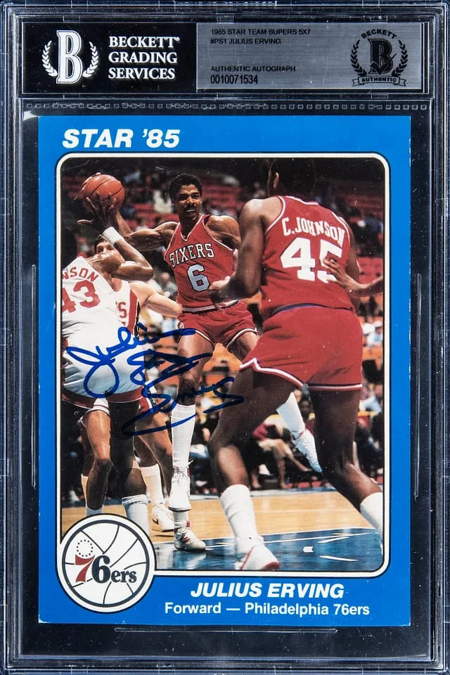 1985-86 Star Team Supers 5x7 Julius Erving #PS1 card image