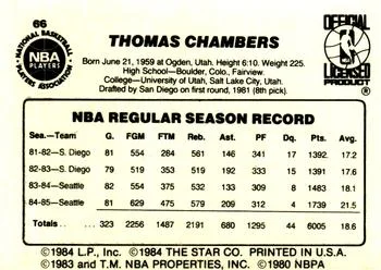 1985-86 Star Tom Chambers #66 card back image