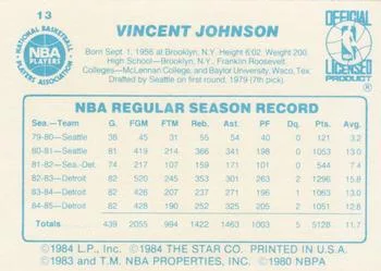 1985-86 Star Vinnie Johnson #13 card back image