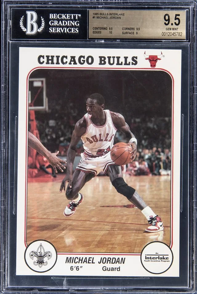 1985 Bulls Interlake 5 x 7 Michael Jordan #1 card image