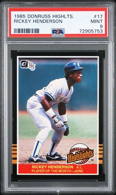 1985 Donruss Rickey Henderson Highlights #17 card image