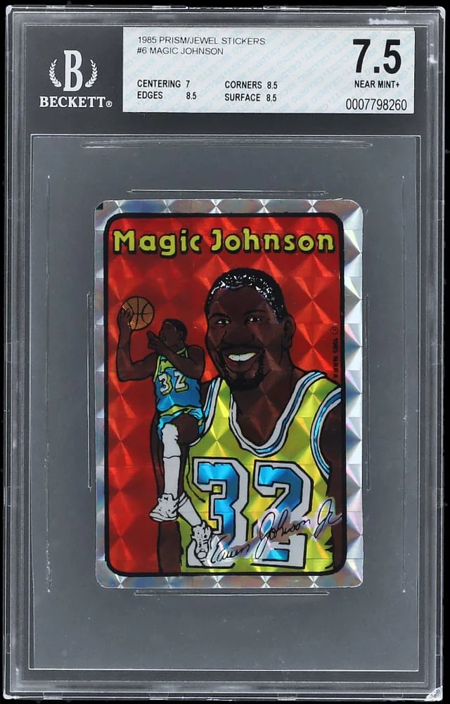 1985 Prism/Jewel Stickers Magic Johnson #6 card image