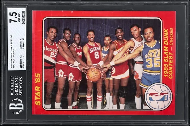 1985 Star Slam Dunk Supers 5x7 Group Photo Including Michael Jordan #1 card image