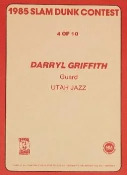 1985 Star Slam Dunk Supers Darrell Griffith #4 card back image