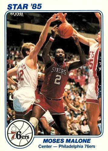 1985 Star Super Teams Philadelphia 76ers Moses Malone #6 card image
