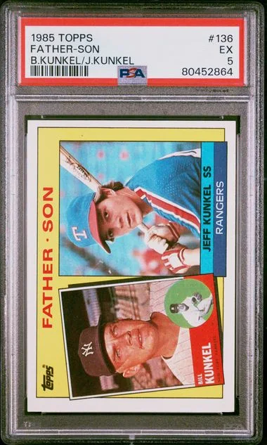 1985 Topps Bill Kunkel/Jeff Kunkel Father-Son #136 card image