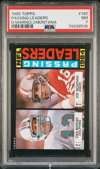 1985 Topps Dan Marino/Joe Montana Passing Leaders #192 card image
