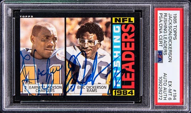 1985 Topps Eric Dickerson/Earnest Jackson Rushing Leaders #194 card image