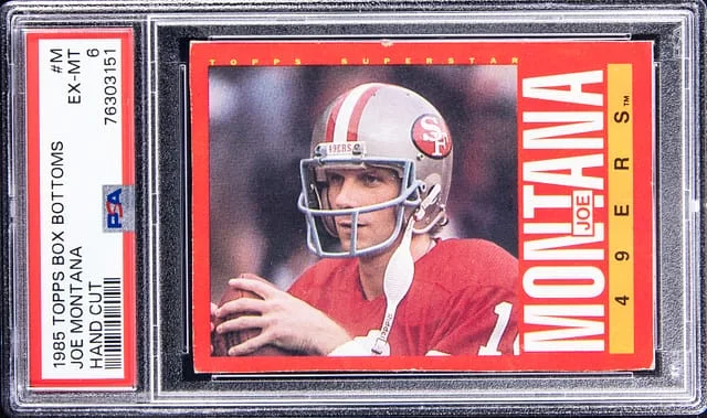 1985 Topps Joe Montana Box Bottoms Hand Cut #M card image