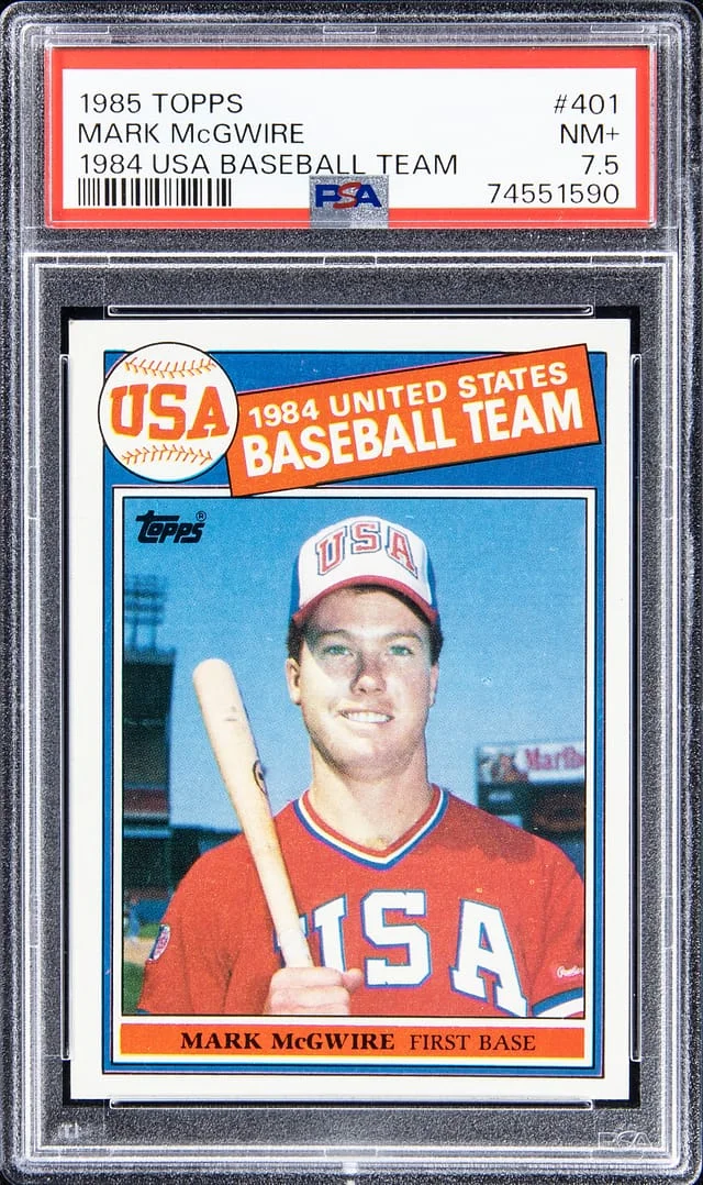 1985 Topps Mark McGwire 84 USA Baseball Team #401 card image