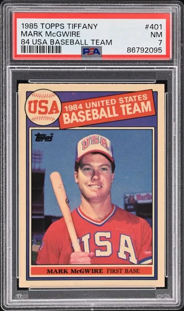 1985 Topps Tiffany Mark McGwire 84 USA Baseball Team #401 card image