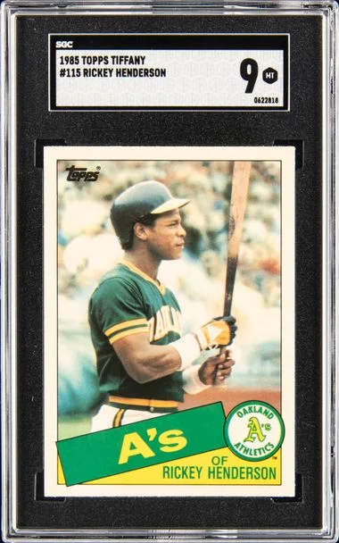 1985 Topps Tiffany Rickey Henderson #115 card image