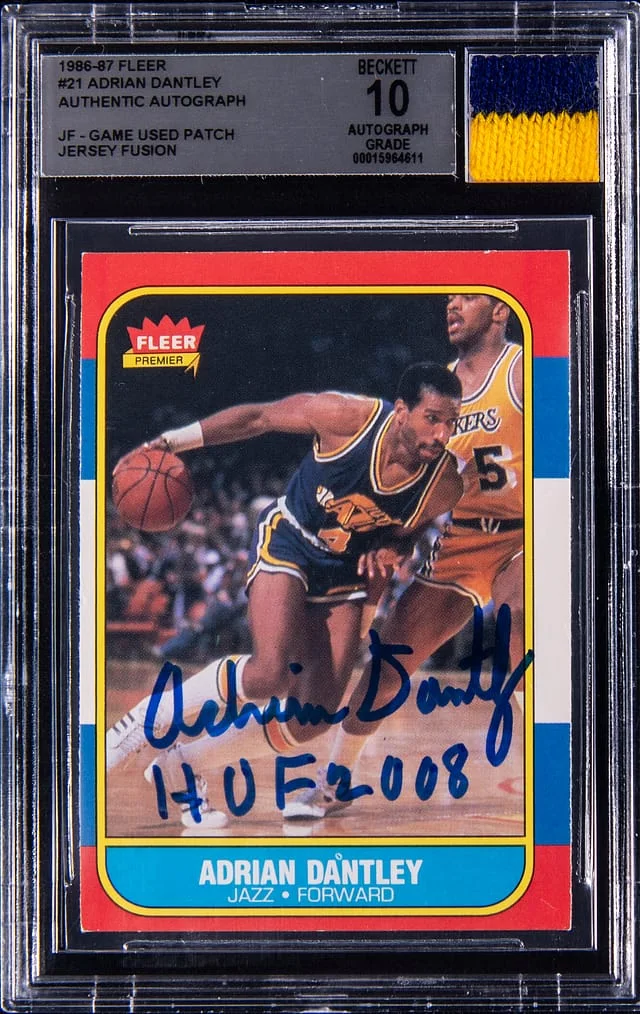 1986-87 Fleer Adrian Dantley Game-Used, Jersey Fusion #21 card image