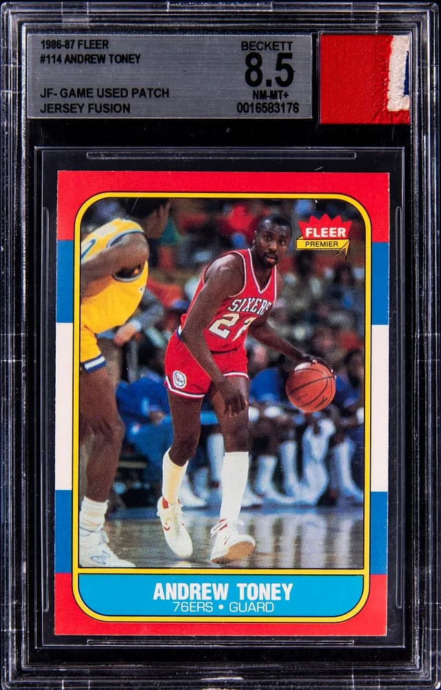1986-87 Fleer Andrew Toney Game-Used Jersey Fusion #114 card image