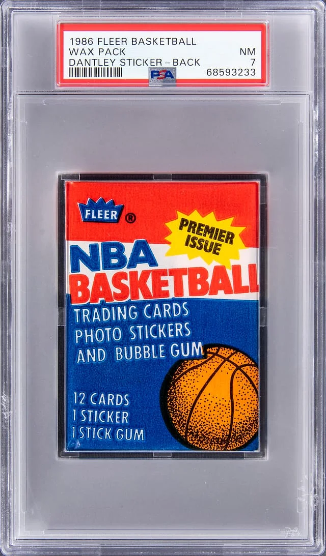 1986-87 Fleer Basketball Unopened Wax Pack (12 Cards) – Adrian Dantley Sticker on Back – Possible Michael Jordan Cards #no-number card image