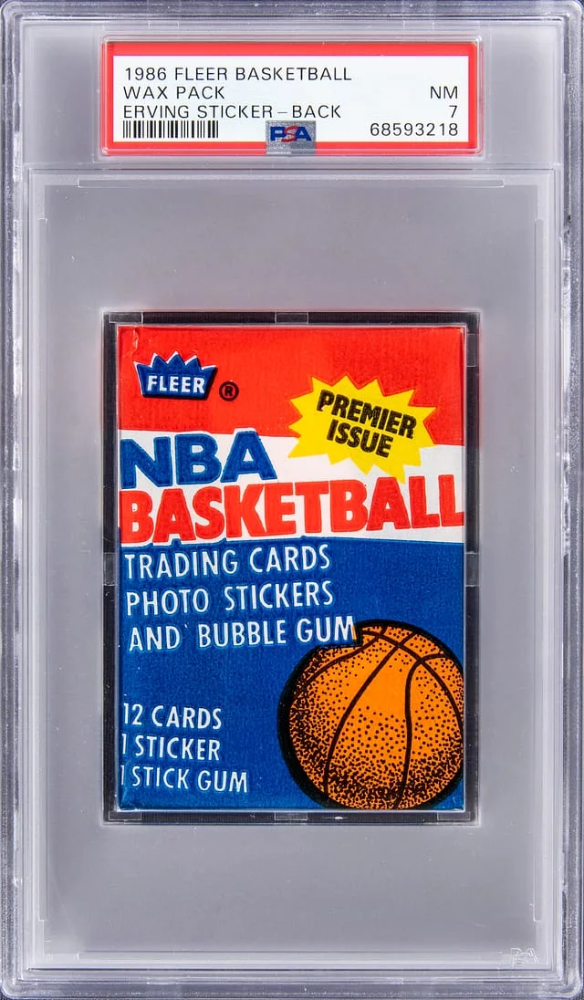 1986-87 Fleer Basketball Unopened Wax Pack (12 Cards) – Julius Erving Sticker on Back – Possible Michael Jordan Cards #no-number card image